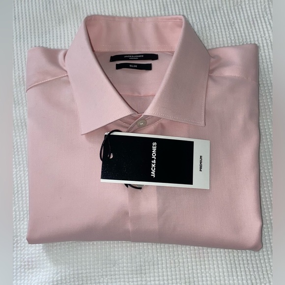 2/60$ Men’s JACK&JONES pink slim fit buttoned PARKER SHIRT size Large NWT - Picture 13 of 14
